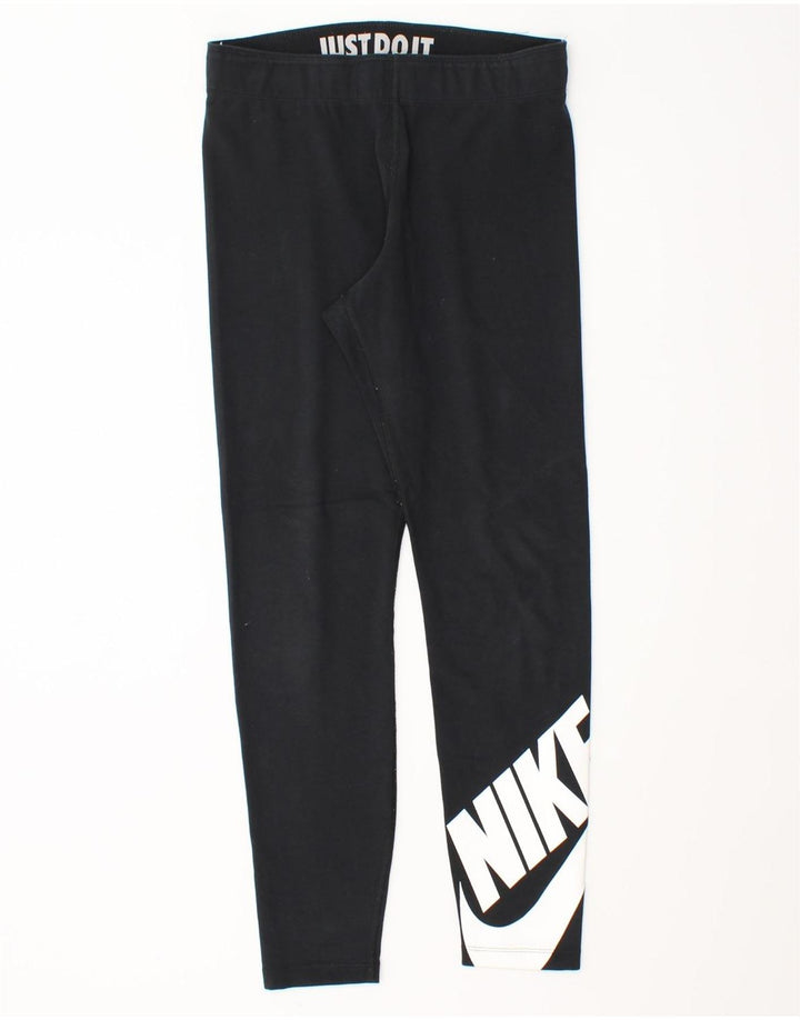 Leggings Nike Femininas Gráficas UK 10 Pequenas Algodão Preto