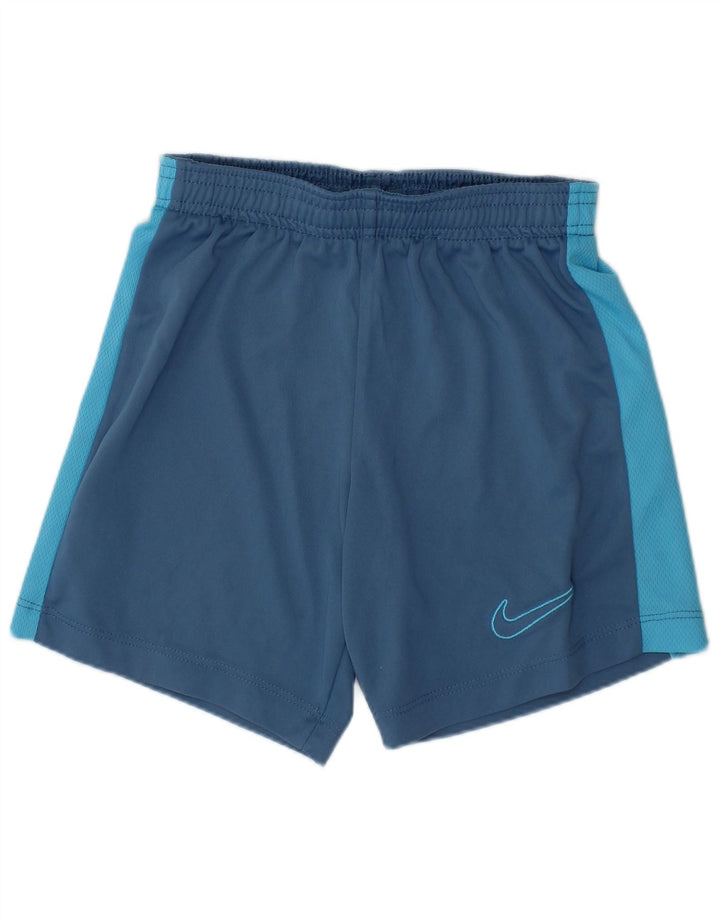 Shorts esportivos Nike Boys 7-8 anos XS azul colorblock poliéster