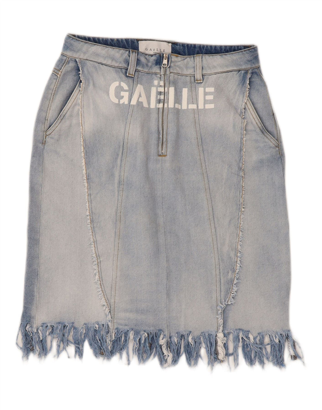 Saia jeans feminina Gaelle W27 algodão azul pequeno