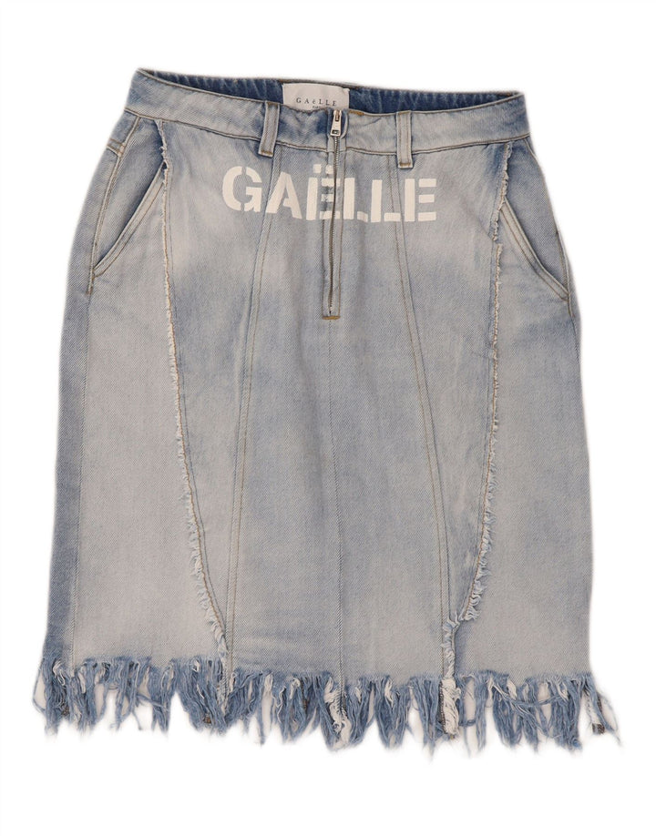 Saia jeans feminina Gaelle W27 algodão azul pequeno