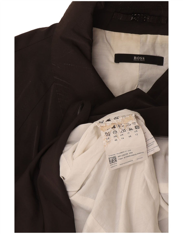 Casaco impermeável feminino Hugo Boss UK 14 poliéster cinza médio