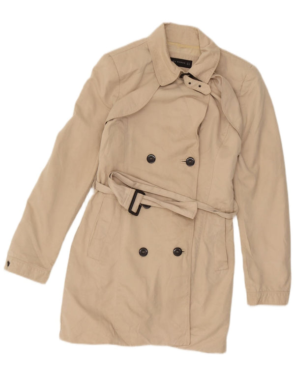 Zara Womens Trench Coat UK 12 Médio Bege Poliéster
