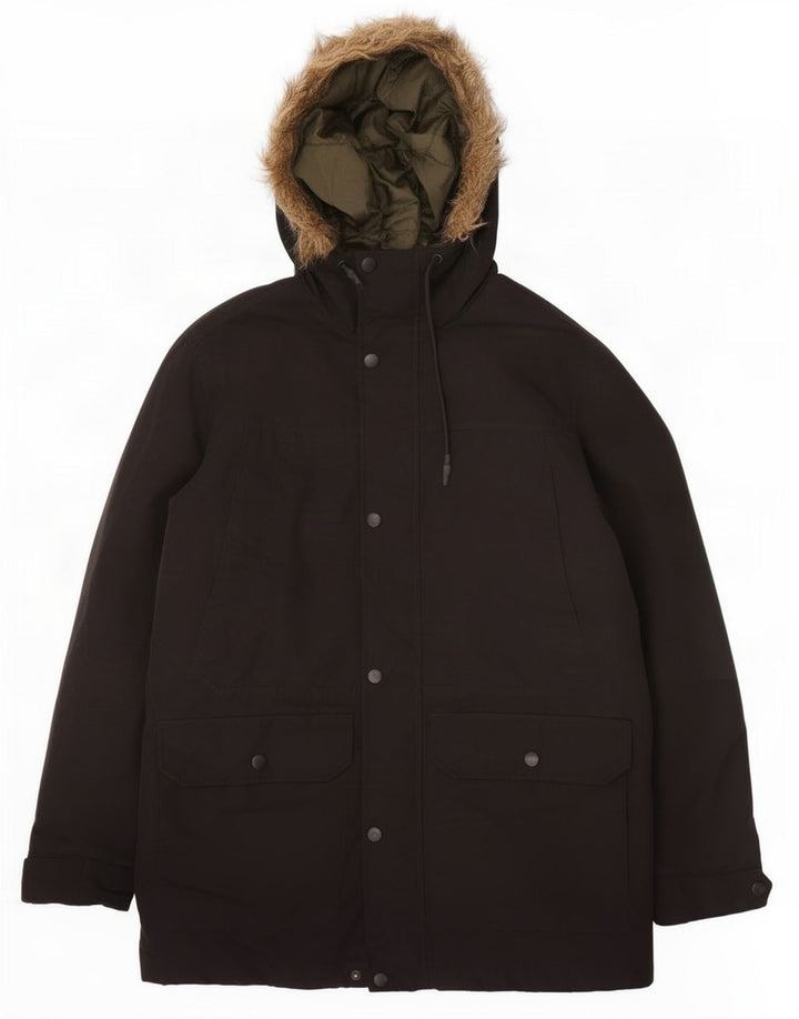 Jaqueta Parka masculina com capuz Jack & Jones Reino Unido 38 poliéster preto médio