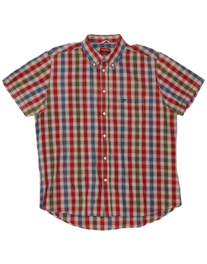 Camisa masculina Carrera de manga curta regular fit 2XL algodão xadrez multicolorido
