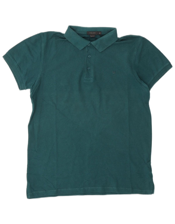 LIU JO Camisa polo masculina de ajuste regular de algodão verde médio