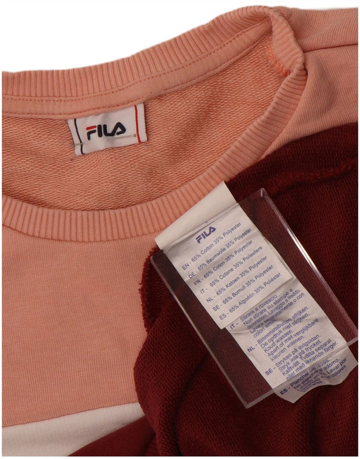 FILA moletom feminino jumper UK 16 grande bloco colorido multicolorido