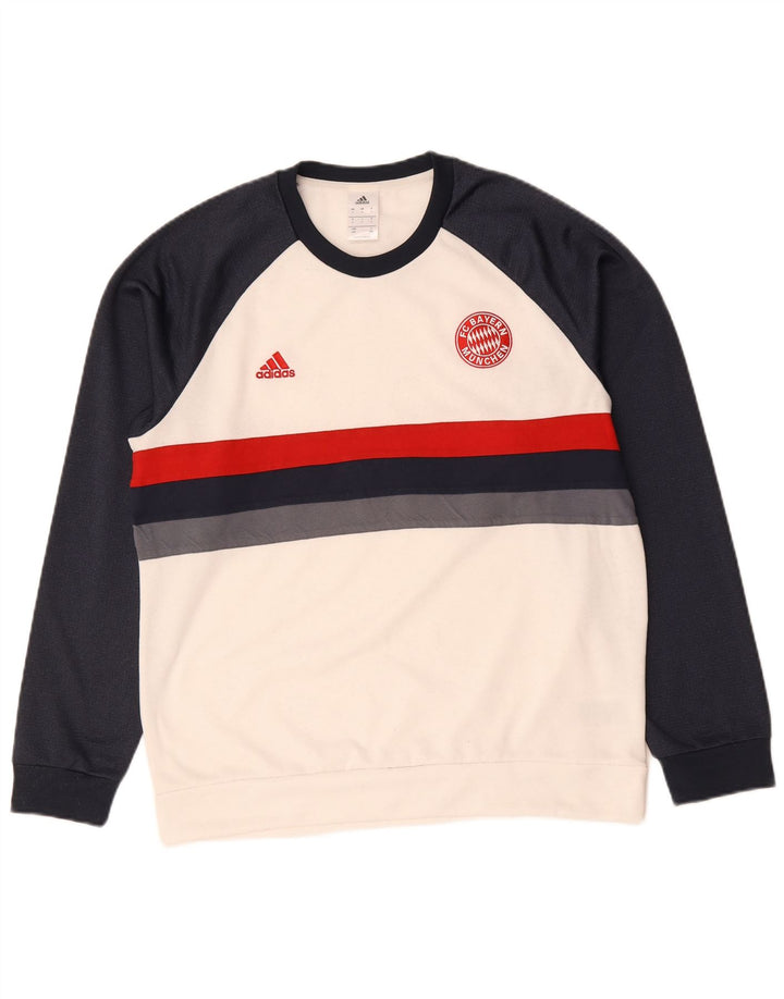 Adidas Mens FC Bayern Munchen Moletom Jumper Grande Branco Colorblock