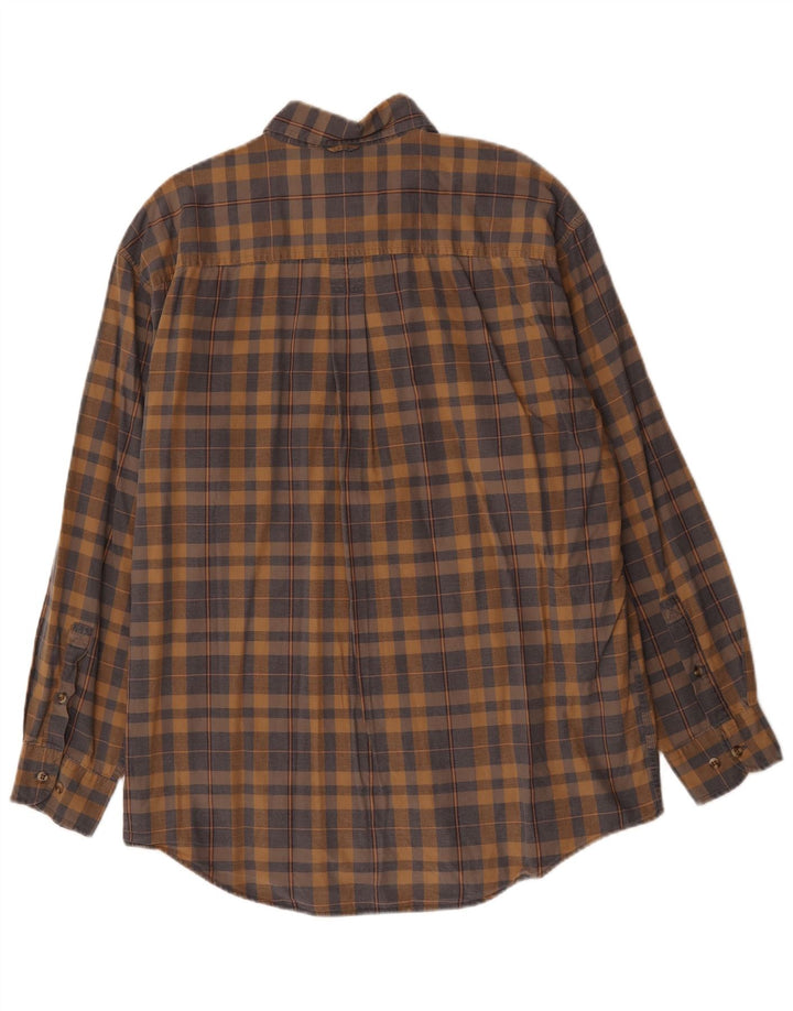 Camisa masculina Timberland de algodão xadrez marrom médio