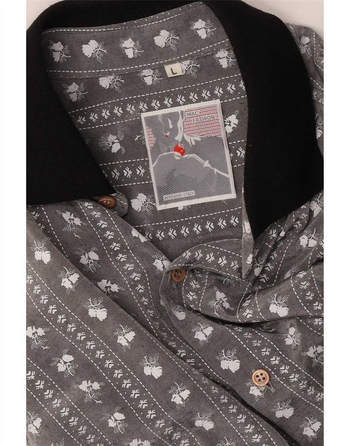 Camisa masculina Mac grande cinza floral