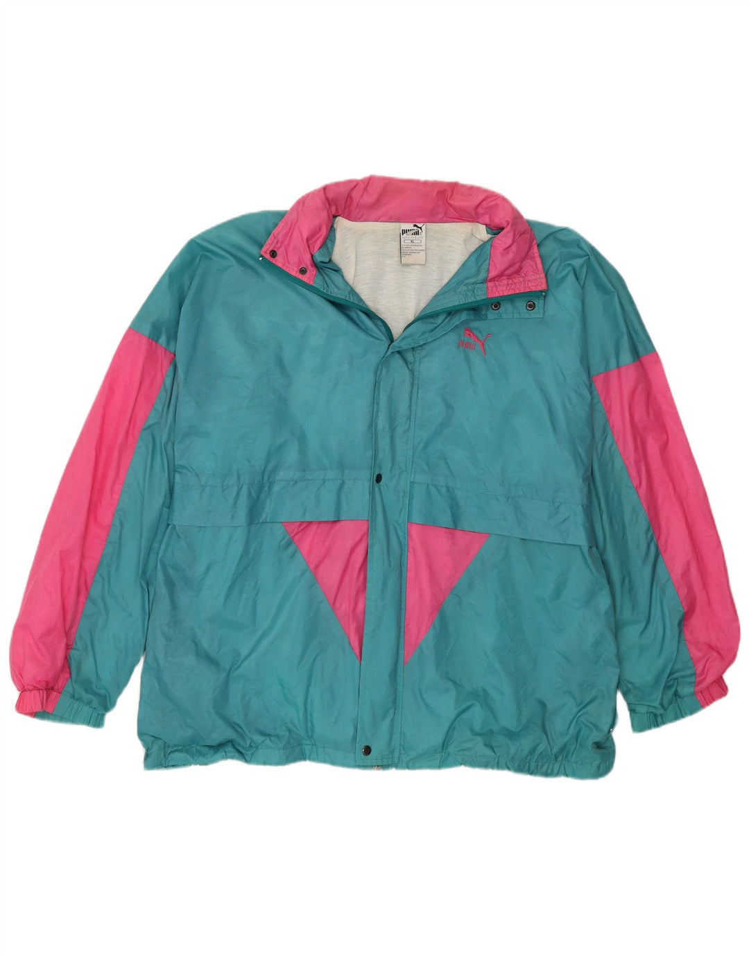 Jaqueta de chuva masculina PUMA com capuz UK 42 XL azul colorblock nylon