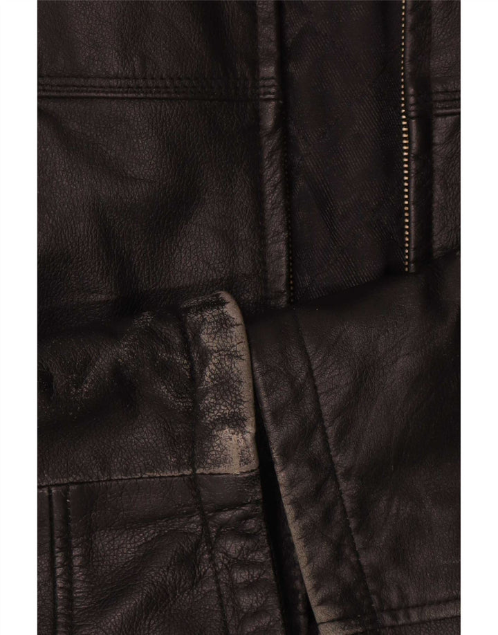 Jaqueta de couro masculina vintage IT 54 XL preta
