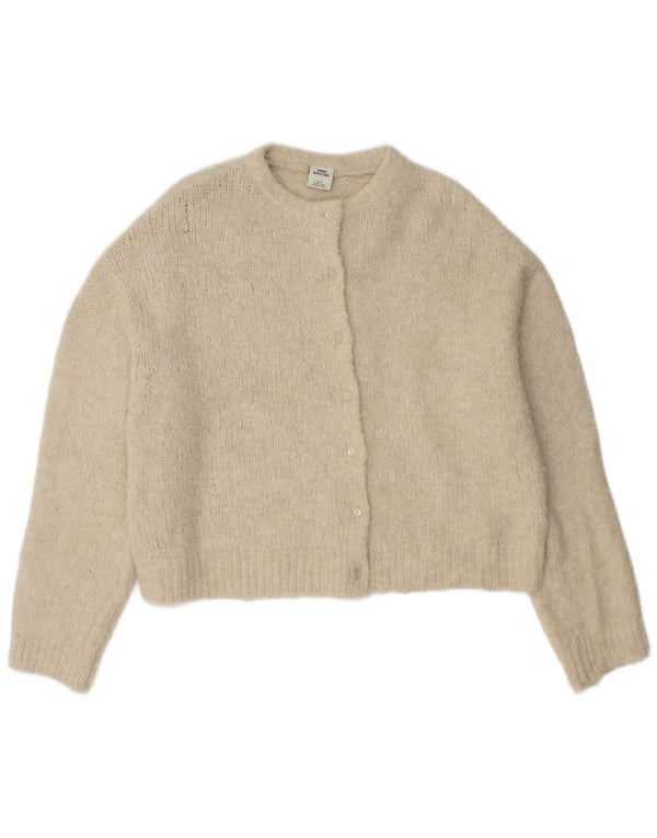 Suéter cardigã feminino superdimensionado Urban Outfitters Reino Unido 14 médio bege