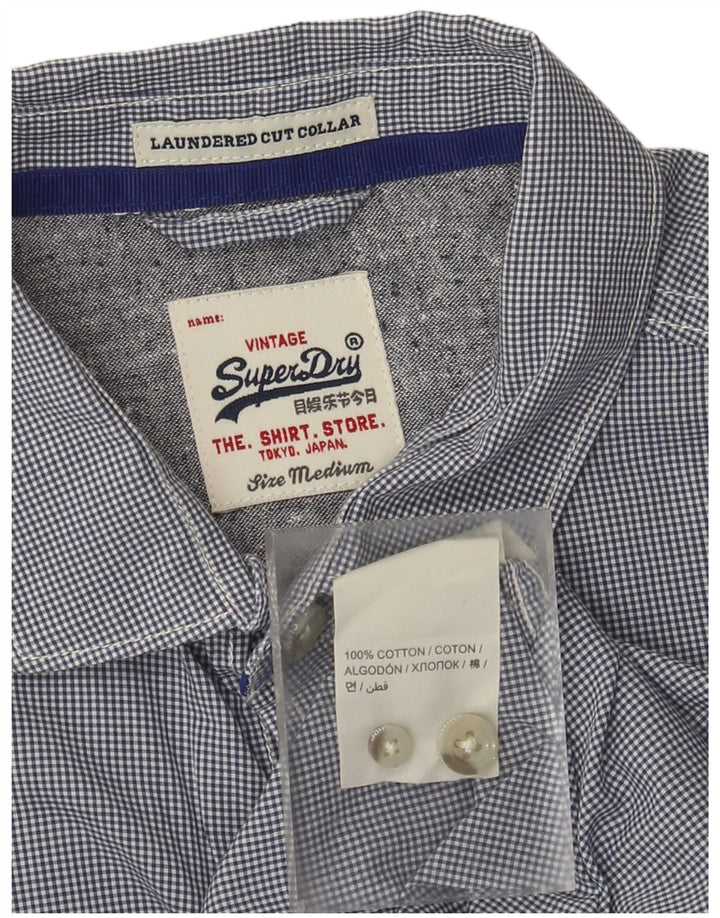 Camisa masculina Superdry algodão xadrez azul médio