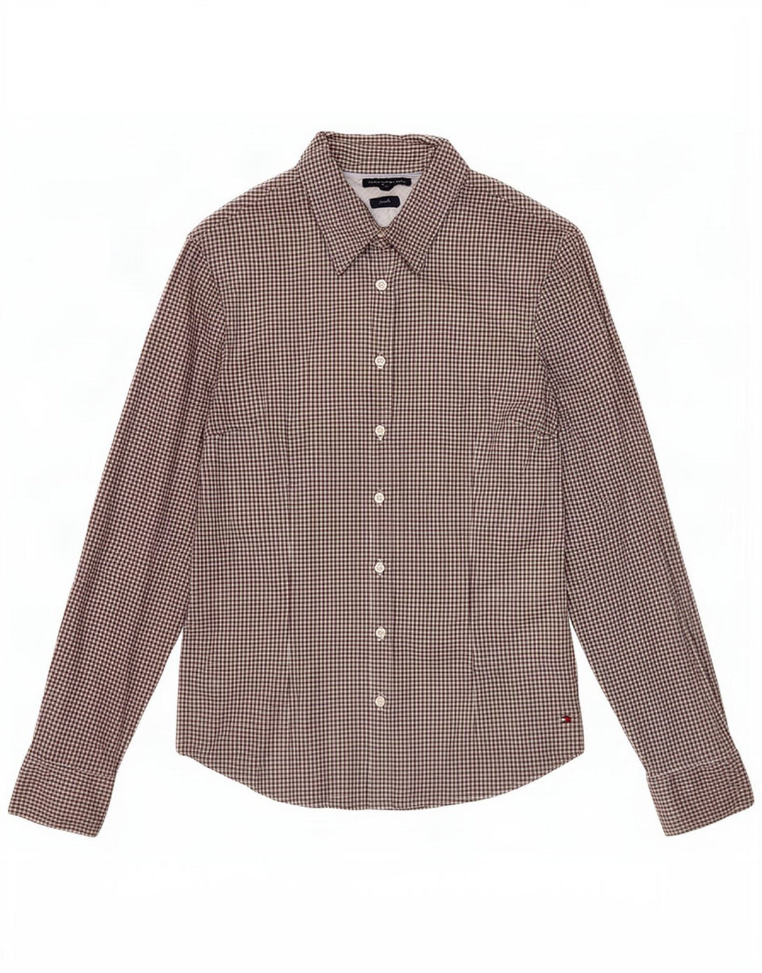 Camisa feminina Tommy Hilfiger Stretch US 10 grande algodão guingão preto