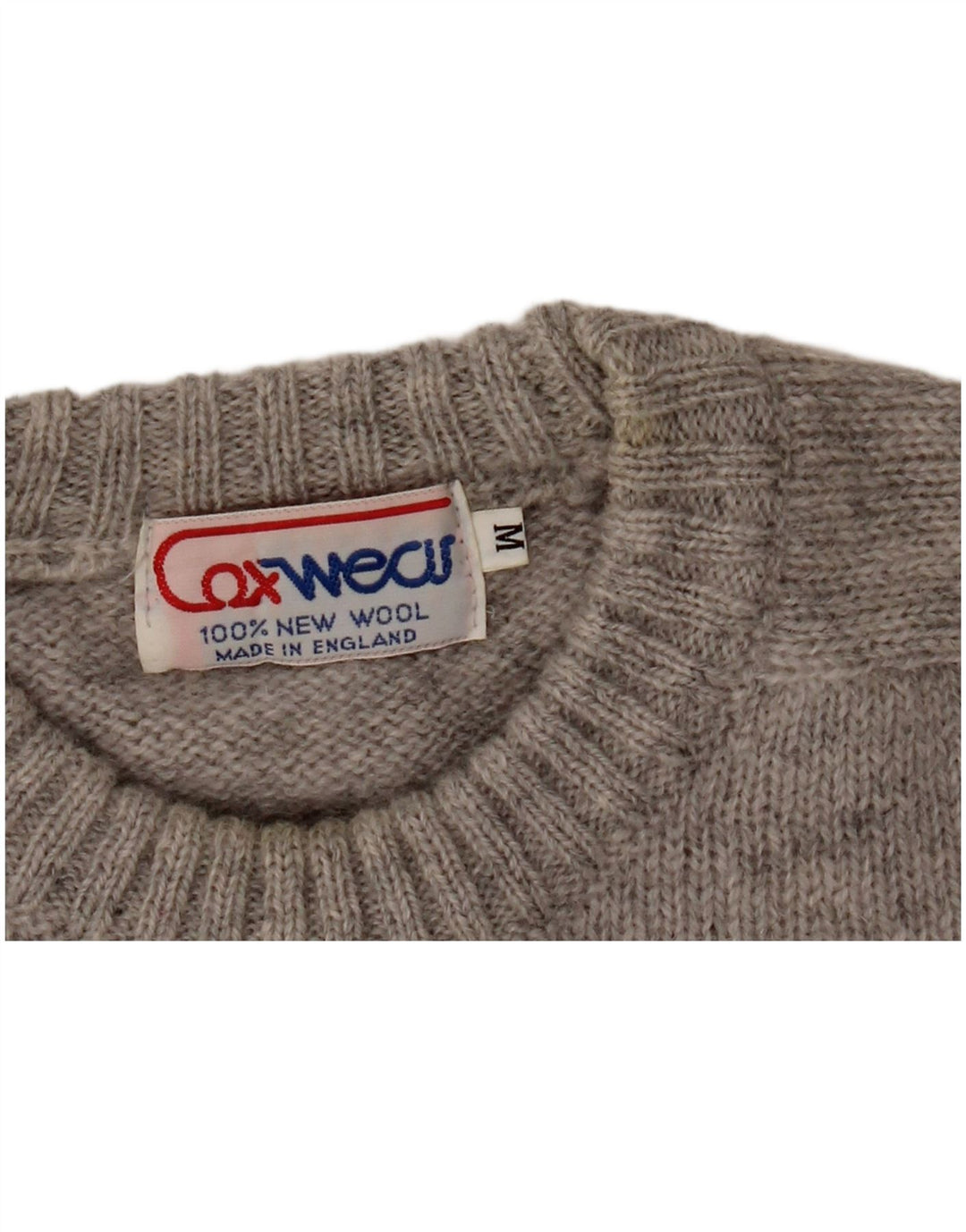 Suéter vintage masculino com gola redonda, lã cinza médio