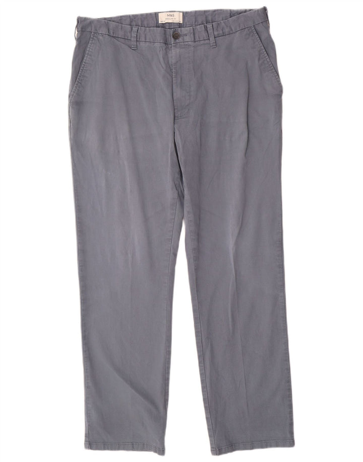 Calça chino masculina Marks & Spencer de ajuste regular W38 L31 algodão azul