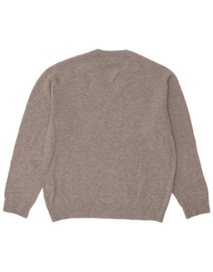 Suéter masculino Marks & Spencer regular fit com decote em V cinza médio