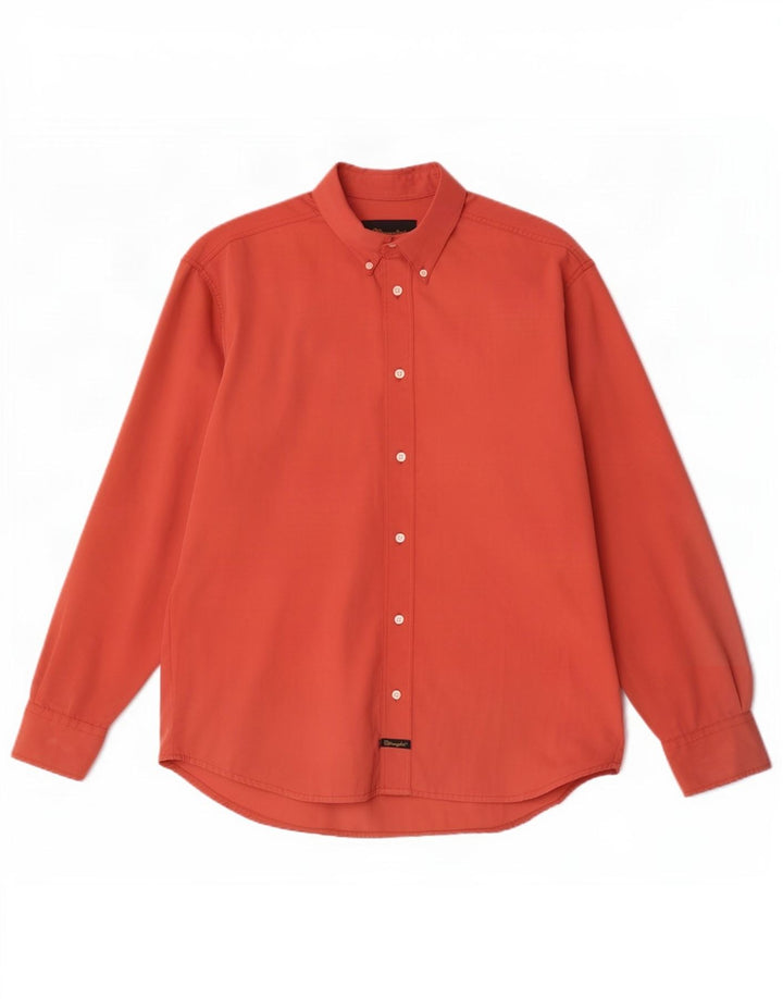 Wrangler Mens Western Camisa Poliéster Vermelho Médio