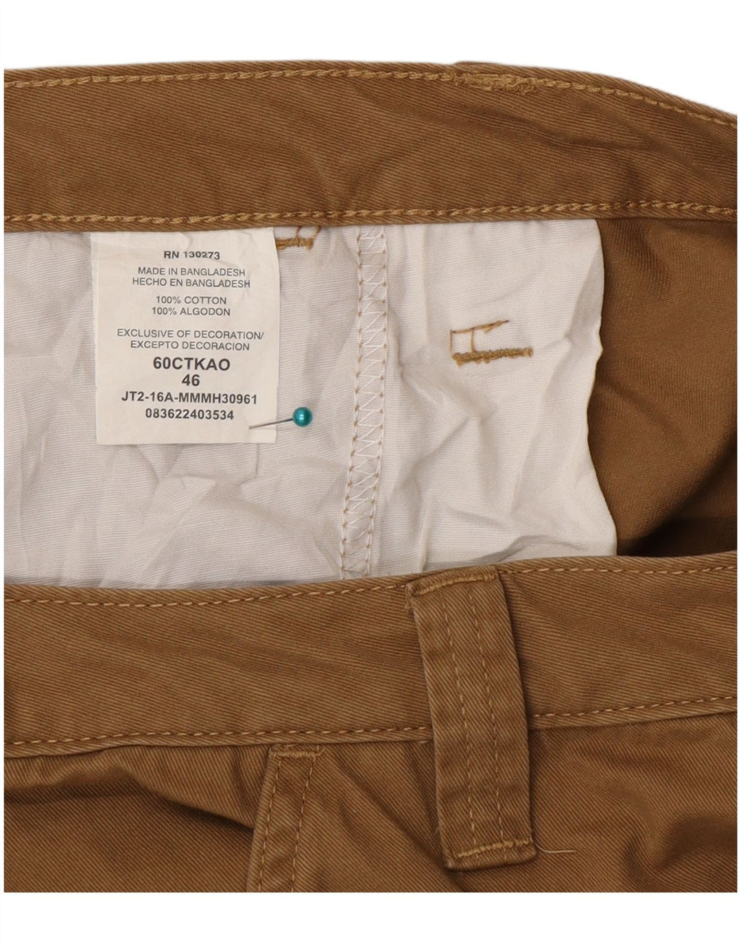 Shorts cargo masculino Wrangler W46 3XL algodão bege