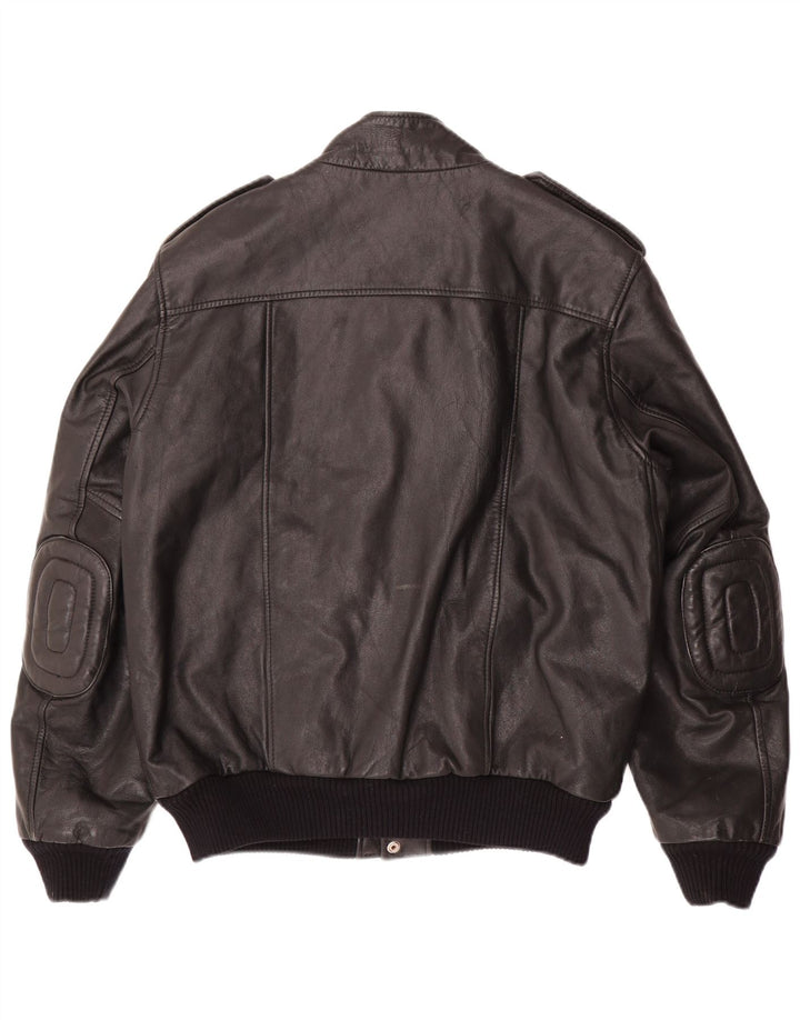 Jaqueta de couro militar masculina VINTAGE IT 54 2XL couro preto