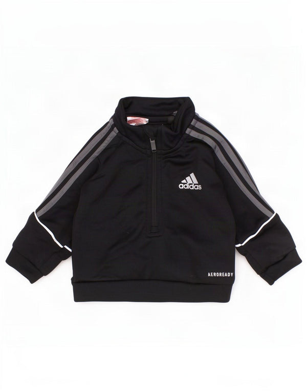 Suéter Adidas Baby Boys Aeroready com zíper e gola 0-3 meses preto