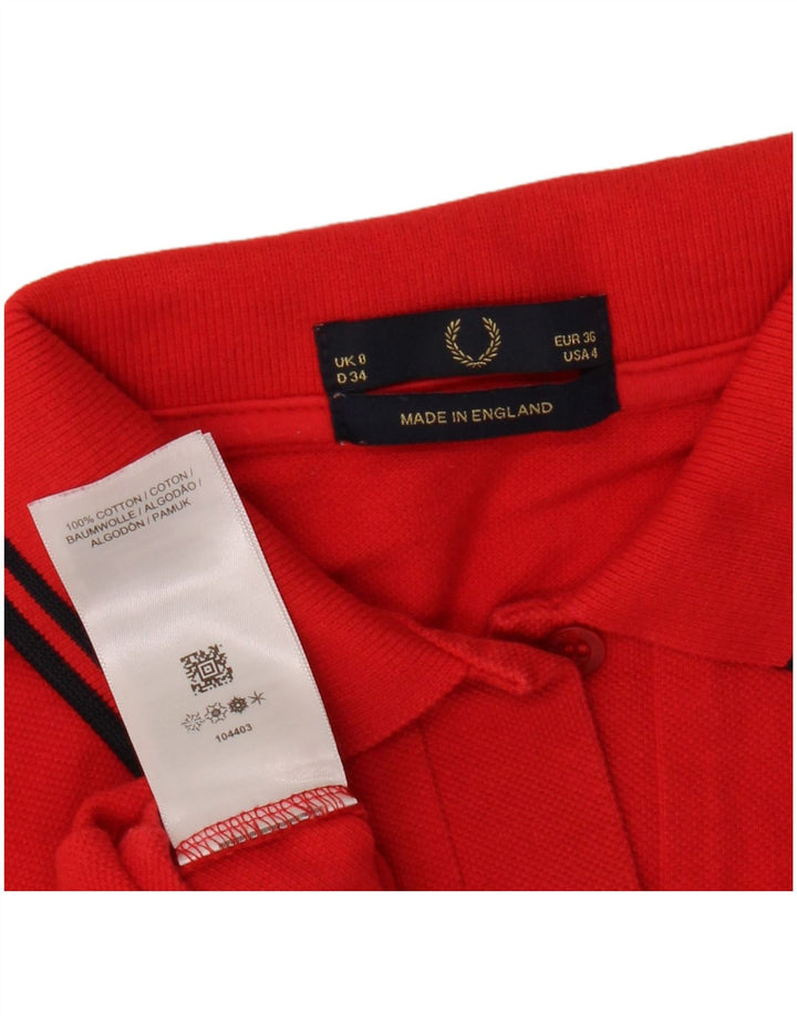 Camisa polo feminina Fred Perry UK 8 pequena algodão vermelho