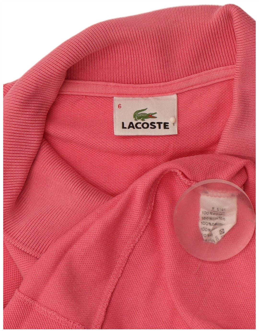 Camisa polo masculina LACOSTE tamanho 6 XL algodão rosa
