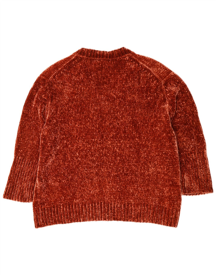 Suéter feminino Zara com decote em V grande, Reino Unido 10, pequeno, marrom, poliéster