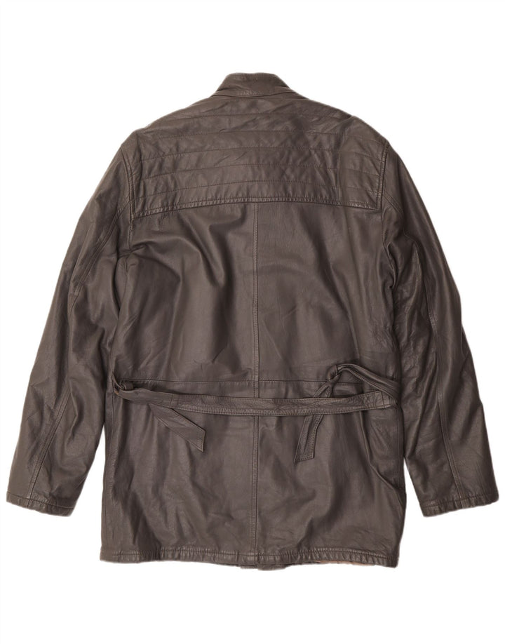 Jaqueta de couro masculina vintage IT 50 grande couro cinza