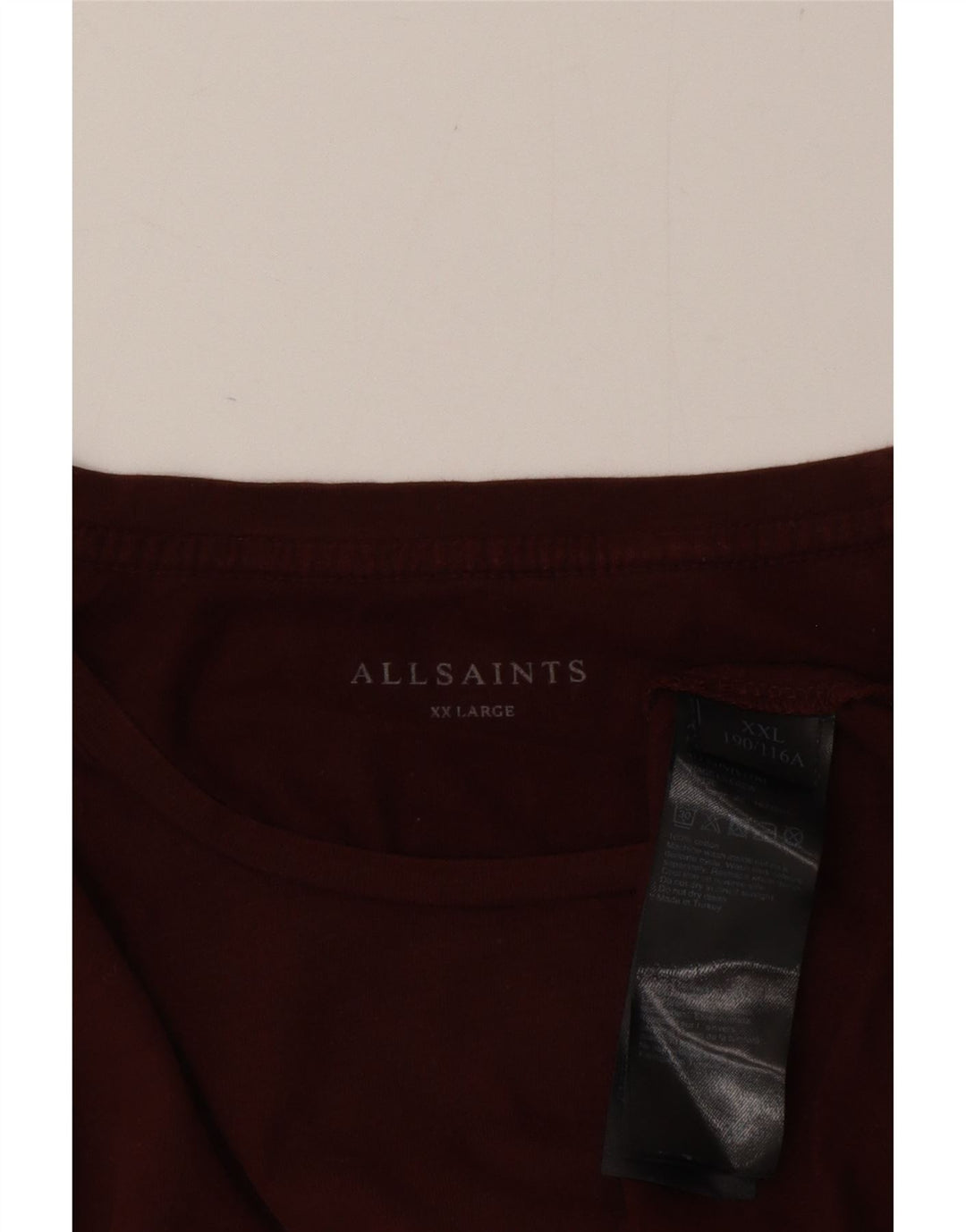 Top masculino All Saints manga comprida 2XL algodão marrom
