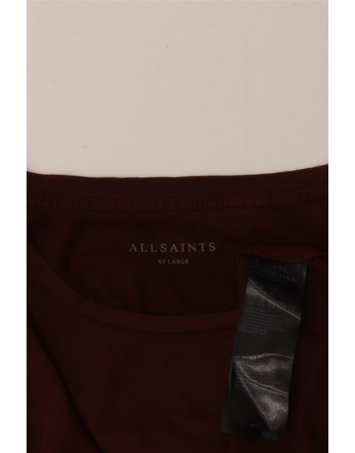 Top masculino All Saints manga comprida 2XL algodão marrom