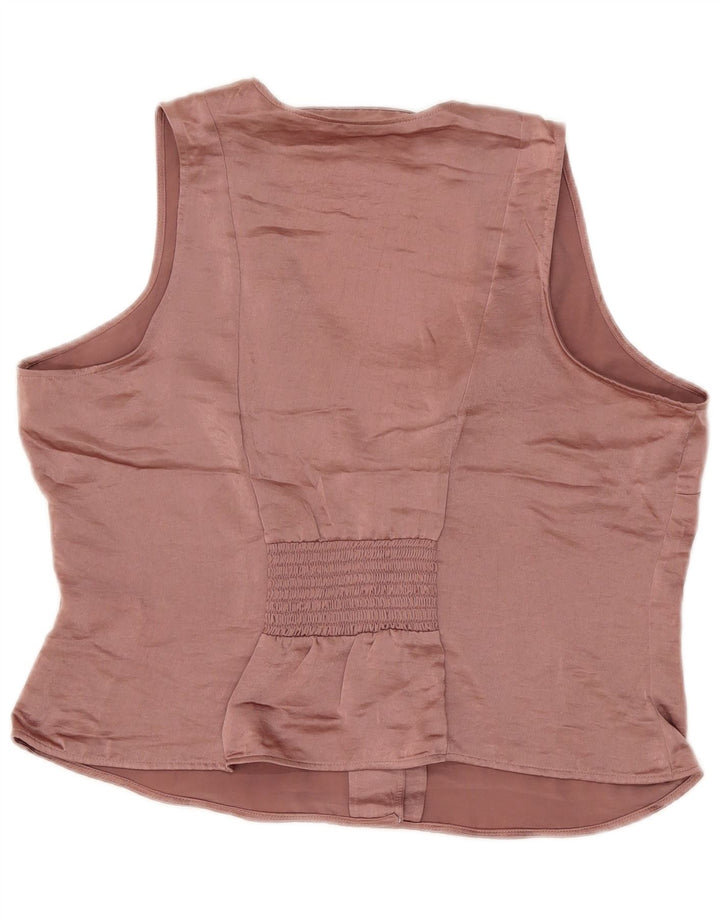 Blusa feminina sem mangas Marks & Spencer Reino Unido 14 grande poliéster rosa