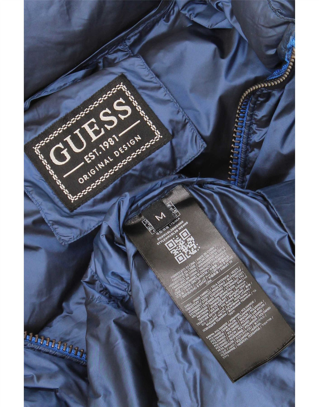 Jaqueta acolchoada masculina Guess UK 38 poliamida azul marinho médio