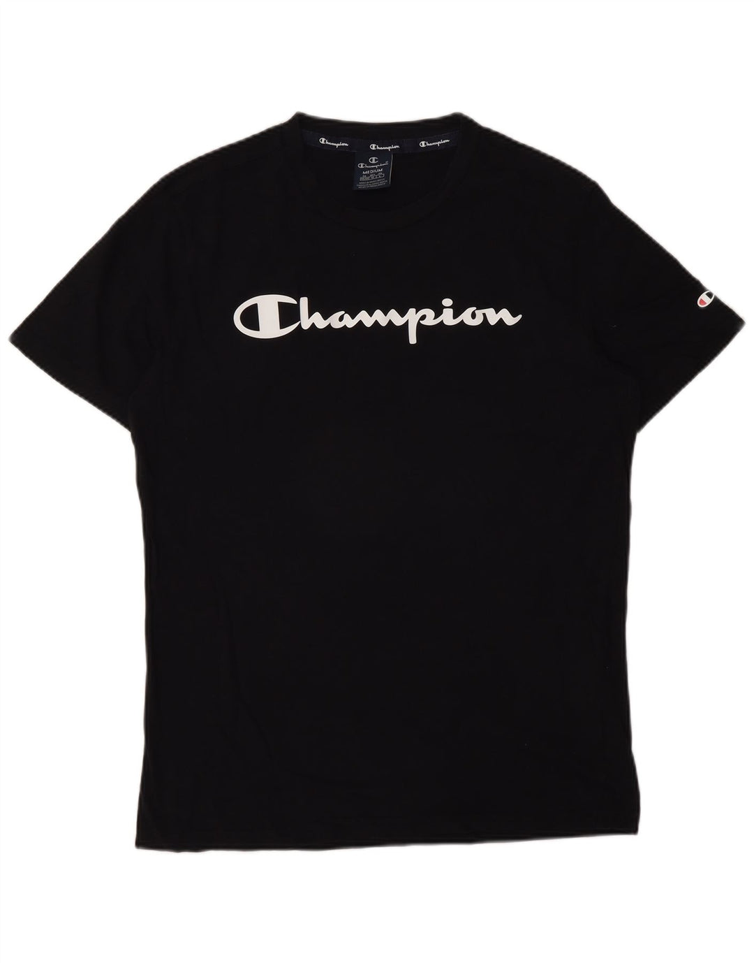 Camiseta gráfica masculina Champion de algodão preto médio