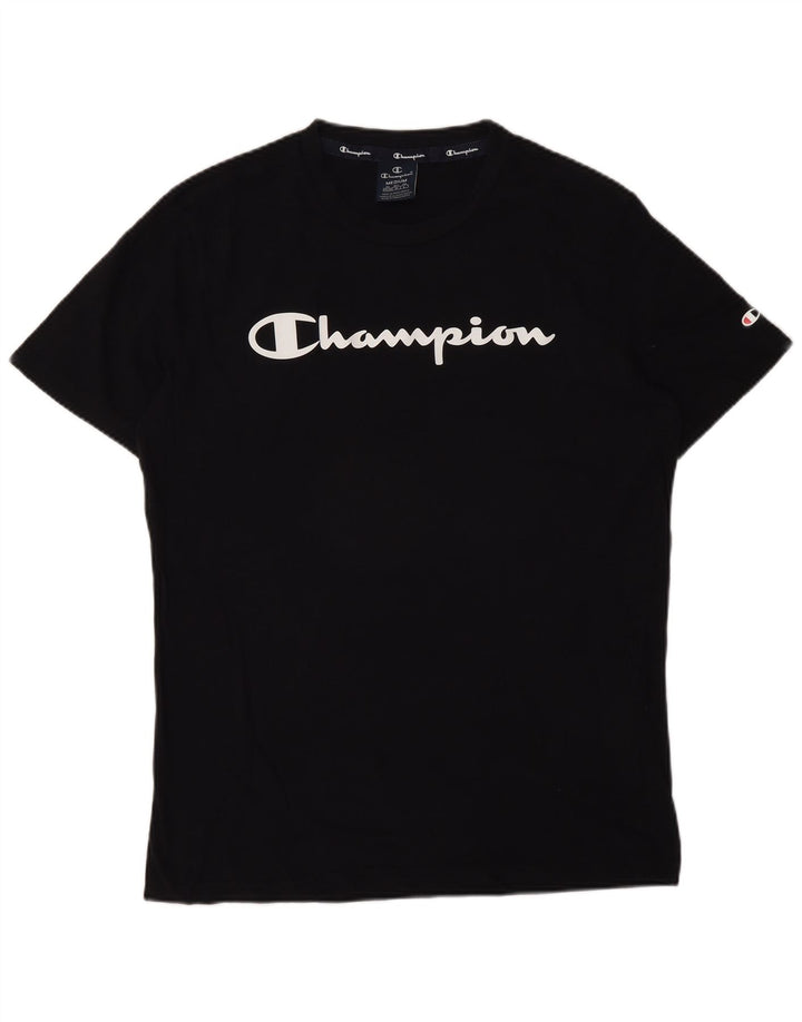 Camiseta gráfica masculina Champion de algodão preto médio