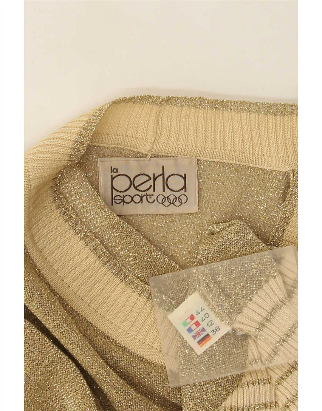 Suéter cardigã feminino La Perla Reino Unido 12 médio dourado salpicado