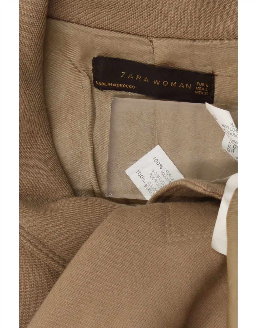 Sobretudo feminino Zara UK 14 grande lã bege