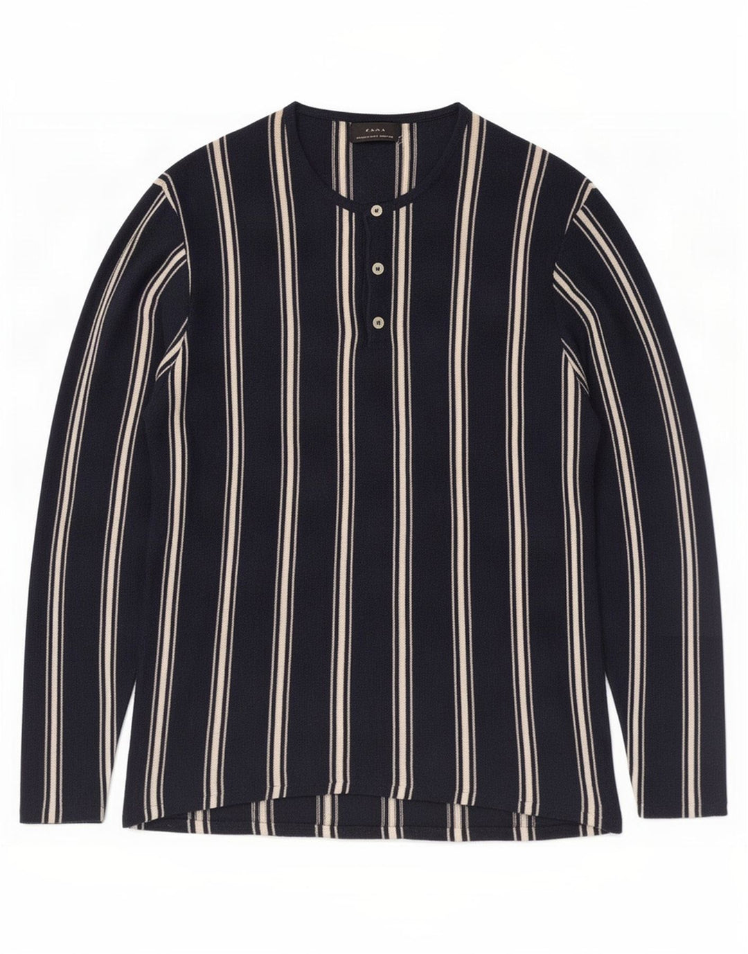 Zara Top masculino de manga comprida médio azul marinho listrado Rami