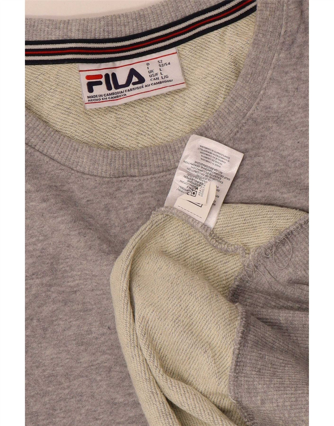 Fila moletom gráfico masculino jumper grande cinza poliéster