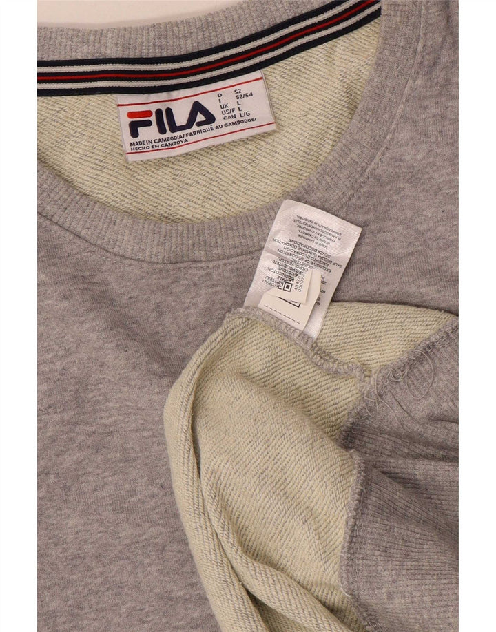 Fila moletom gráfico masculino jumper grande cinza poliéster