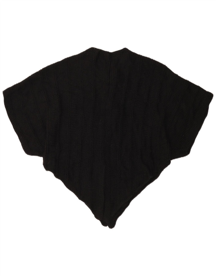 Poncho assimétrico feminino vintage tamanho único preto
