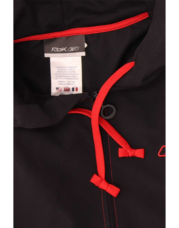 Jaqueta de chuva com capuz feminino Reebok UK 14 grande poliéster preto