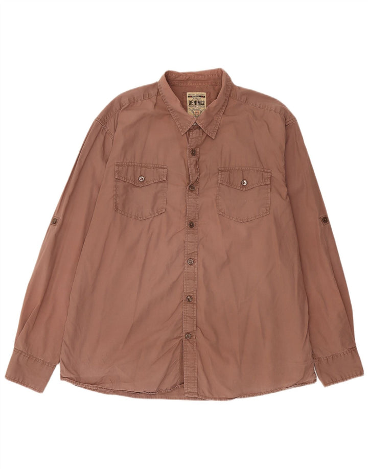 Camisa masculina vintage XL algodão marrom