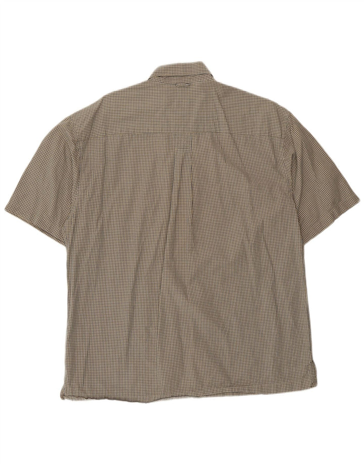 Camisa masculina Timberland de manga curta bege médio xadrez algodão