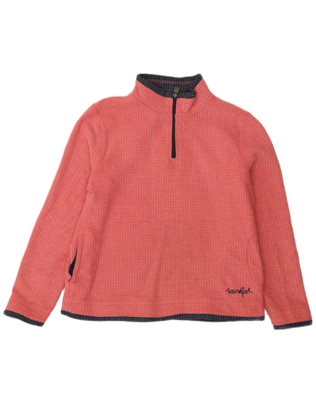 Suéter de lã feminino Weird Fish com zíper e pescoço Reino Unido 16 grande poliéster rosa