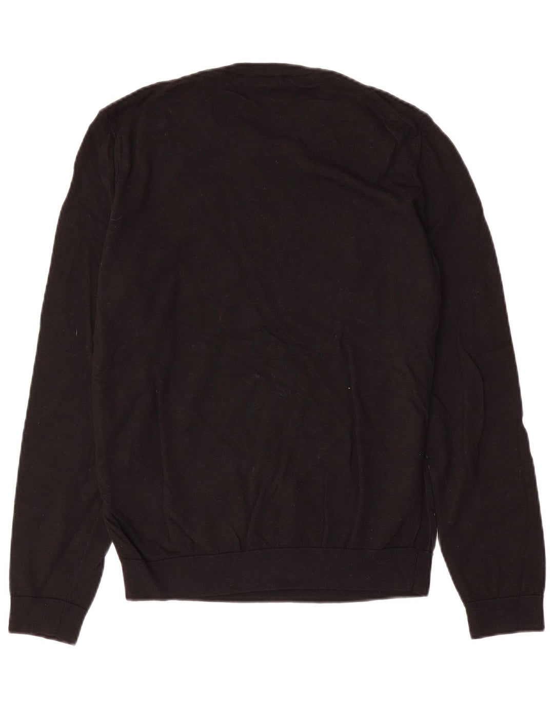 Suéter masculino Hugo Boss com gola redonda, lã preta média