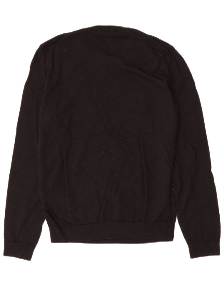 Suéter masculino Hugo Boss com gola redonda, lã preta média