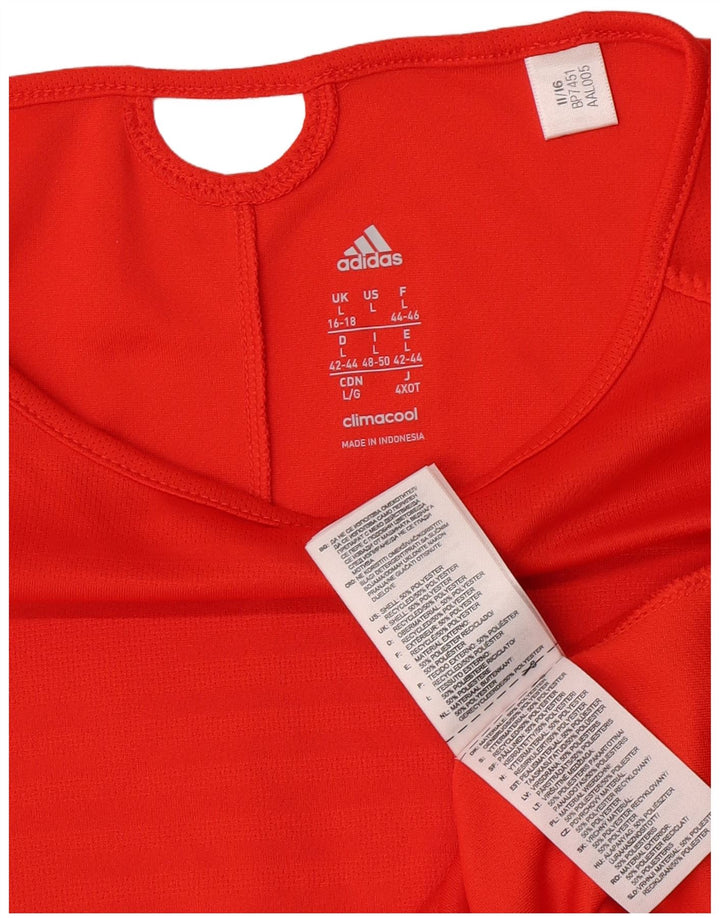Adidas Womens Climacool T-Shirt Top UK 16/18 Grande Laranja Poliéster