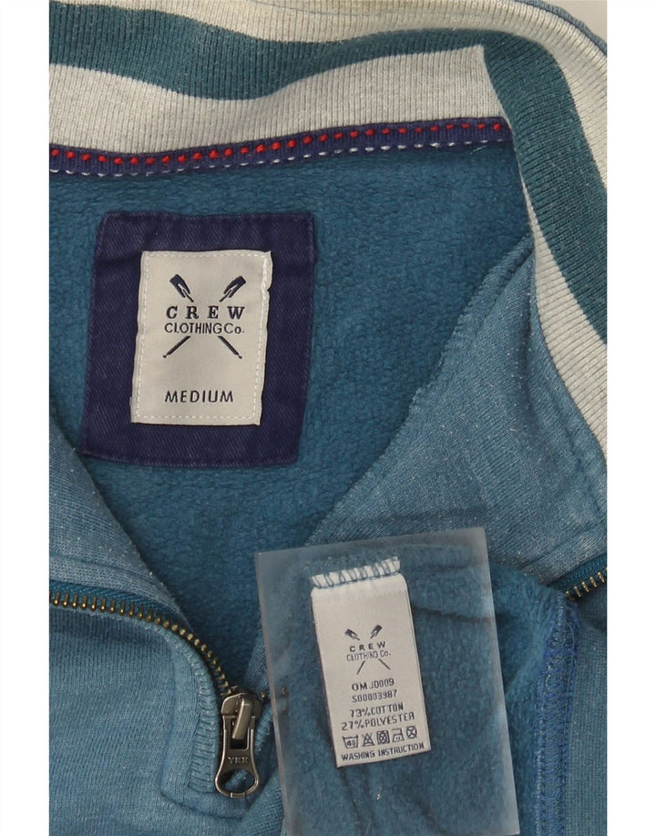 Crew Clothing Mens Zip Neck Moletom Jumper Médio Algodão Azul