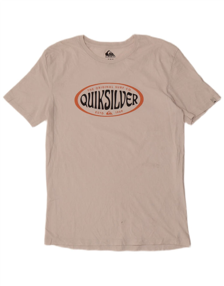 Camiseta masculina Quiksilver Regular Fit com estampa gráfica de algodão branco médio
